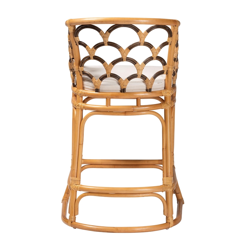 Bowery Hill Natural Rattan Light Honey and Dark Brown Bar Stool Rectangular Convenient Footrest 21.3