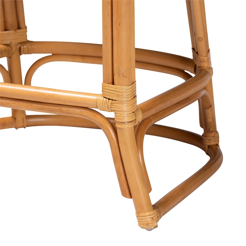 Bowery Hill Natural Rattan Light Honey and Dark Brown Bar Stool Rectangular Convenient Footrest 21.3