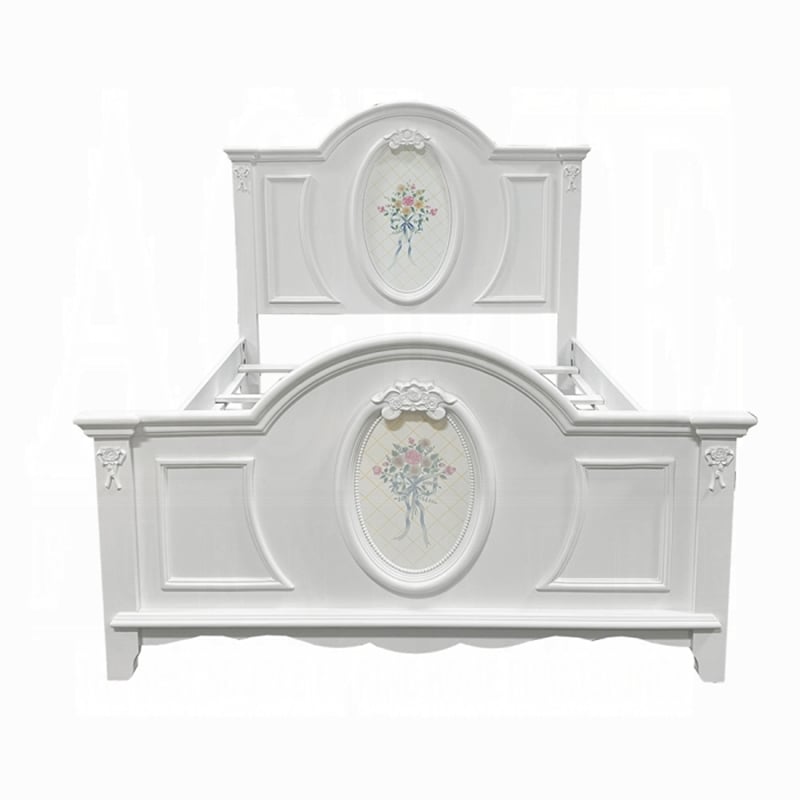 Bowery Hill Contemporary Wooden Full Bed with 2 Drawers in White