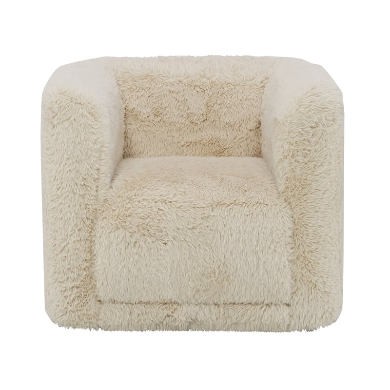 Bowery Hill Sand Fabric Upholstered Chair with Swivel in Beige