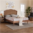 Bowery Hill Walnut Brown Wood and Rattan Queen Size Platform Bed