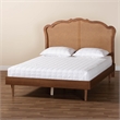Bowery Hill Walnut Brown Wood and Rattan Queen Size Platform Bed