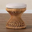 Bowery Hill Natural Rattan Light Honey Footstool Hourglass Round Fully Assembled 17.7