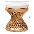 Bowery Hill Natural Rattan Light Honey Footstool Hourglass Round Fully Assembled 17.7