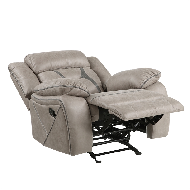 Bowery Hill Modern / Contemporary Manual Leatherette Recliner in Gray