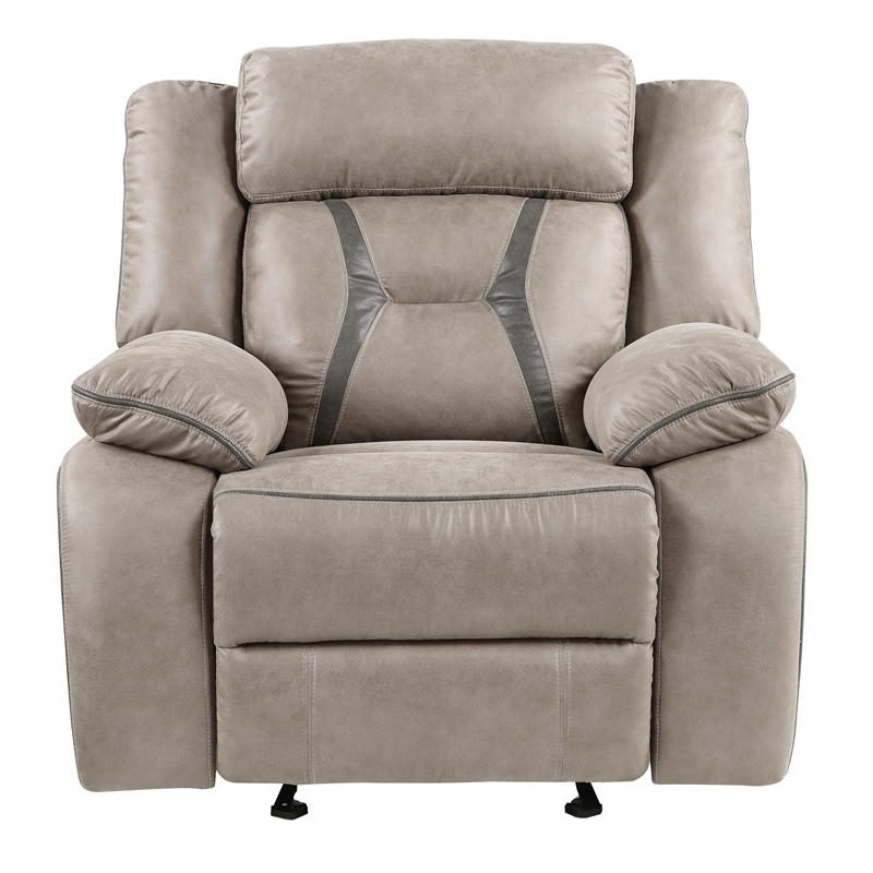 Bowery Hill Modern / Contemporary Manual Leatherette Recliner in Gray