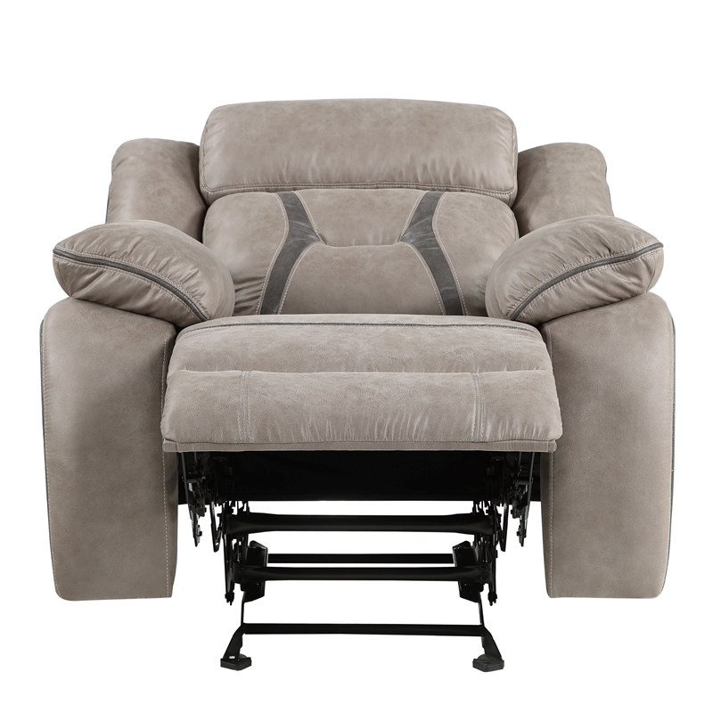 Bowery Hill Modern / Contemporary Manual Leatherette Recliner in Gray