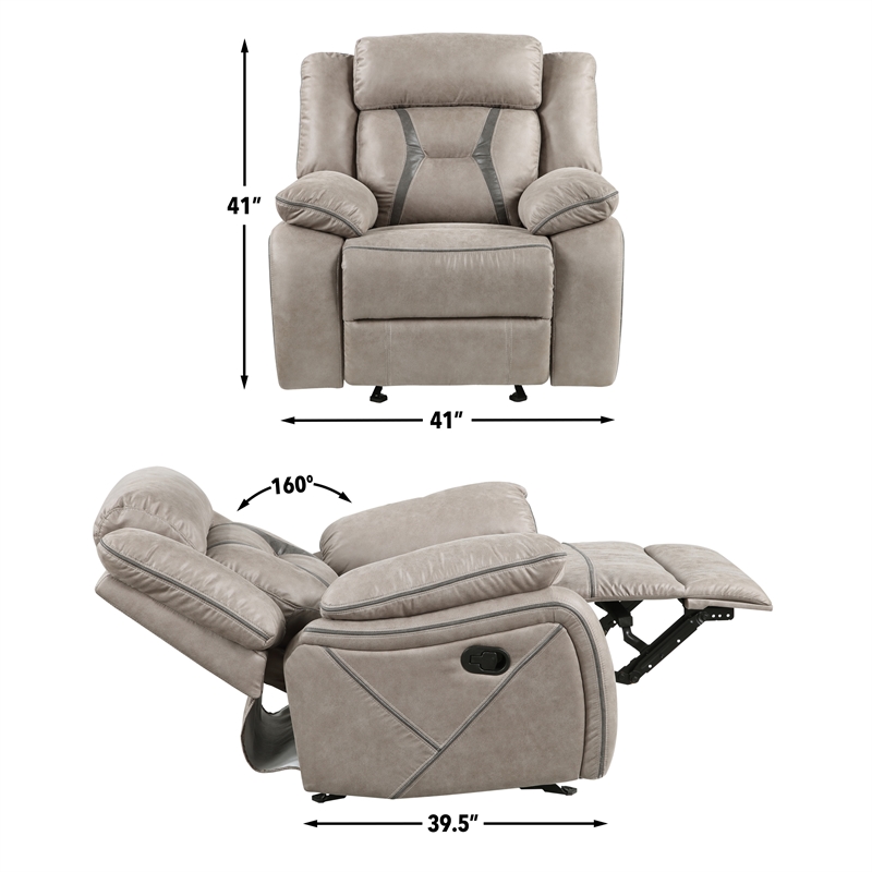 Bowery Hill Modern / Contemporary Manual Leatherette Recliner in Gray