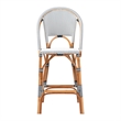 Bowery Hill Two-Tone Navy and White Weaving and Natural Rattan Bar Stool