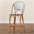 Bowery Hill Two-Tone Navy and White Weaving and Natural Rattan Bar Stool