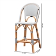 Bowery Hill Two-Tone Navy and White Weaving and Natural Rattan Bar Stool