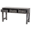Bowery Hill Black and White Capiz Shell 3-Drawer Console Table