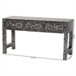 Bowery Hill Black and White Capiz Shell 3-Drawer Console Table