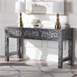 Bowery Hill Black and White Capiz Shell 3-Drawer Console Table