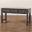 Bowery Hill Black and White Capiz Shell 3-Drawer Console Table
