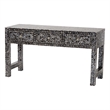 Bowery Hill Black and White Capiz Shell 3-Drawer Console Table