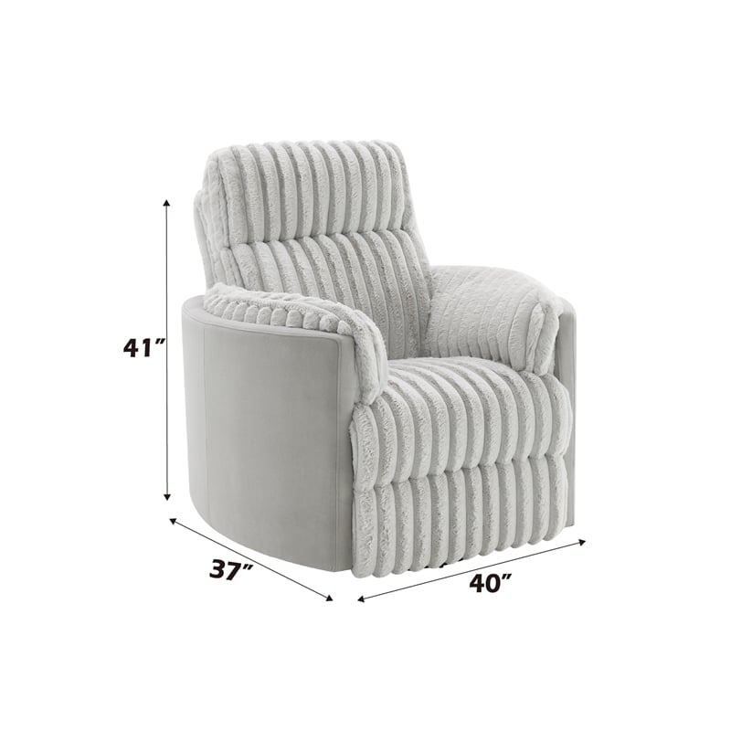 Bowery Hill Corduroy Fabric Upholstered Glider Recliner with Swivel in Gray