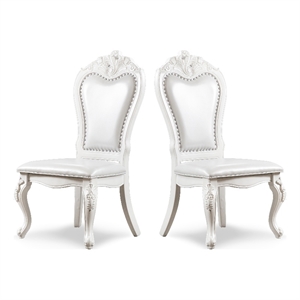 Bowery Hill Modern Faux Leather Side Chairs in White (Set of 2)