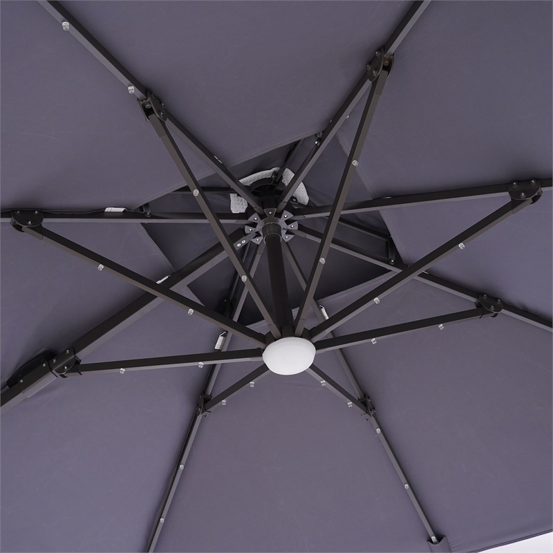 Bowery Hill Modern Aluminum LED 8' Gray Double Top Square Umbrella