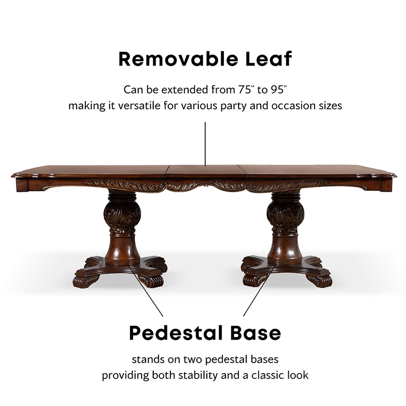 Bowery Hill Solid Wood 7-Piece Expandable Dining Set in Cherry