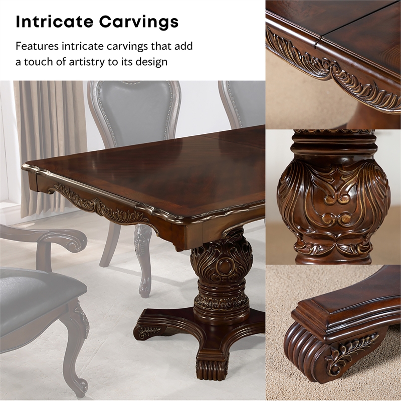 Bowery Hill Solid Wood 7-Piece Expandable Dining Set in Cherry