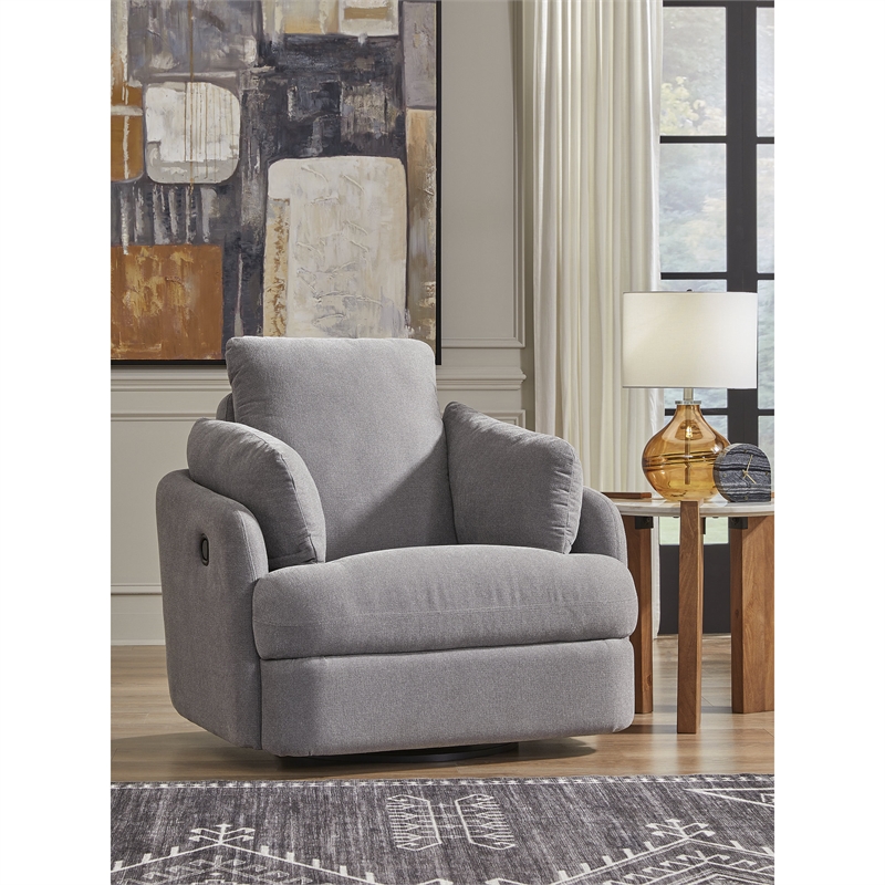 Bowery Hill Modern / Contemporary Gray Finish Swivel Glider Chair