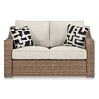 Bowery Hill Contemporary Beige Wicker / Rattan Outdoor Loveseat