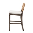 Bowery Hill Dark Brown Mahogany Wood and Natural Rattan Counter Stool