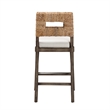 Bowery Hill Dark Brown Mahogany Wood and Natural Rattan Counter Stool