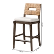 Bowery Hill Dark Brown Mahogany Wood and Natural Rattan Counter Stool
