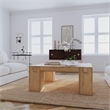 Bowery Hill Contemporary Square Cocktail Table in Brown Wood