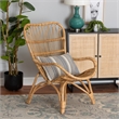 Bowery Hill Contemporary Bohemian Natural Brown Rattan Armchair