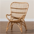 Bowery Hill Contemporary Bohemian Natural Brown Rattan Armchair