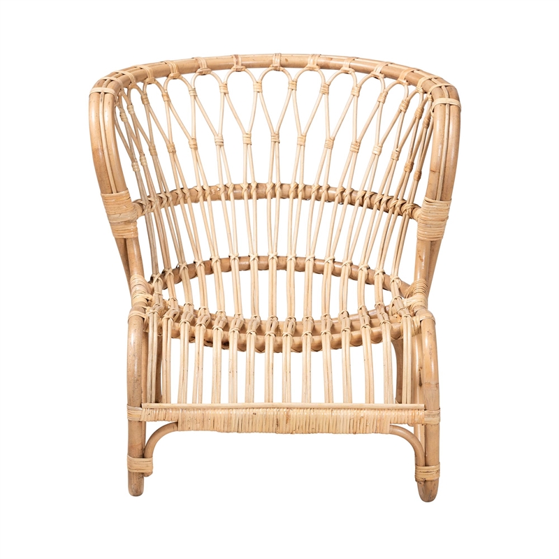 Bowery Hill Modern Bohemian Natural Brown Rattan Accent Chair