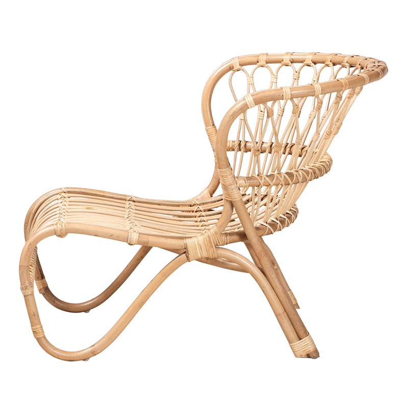 Bowery Hill Modern Bohemian Natural Brown Rattan Accent Chair