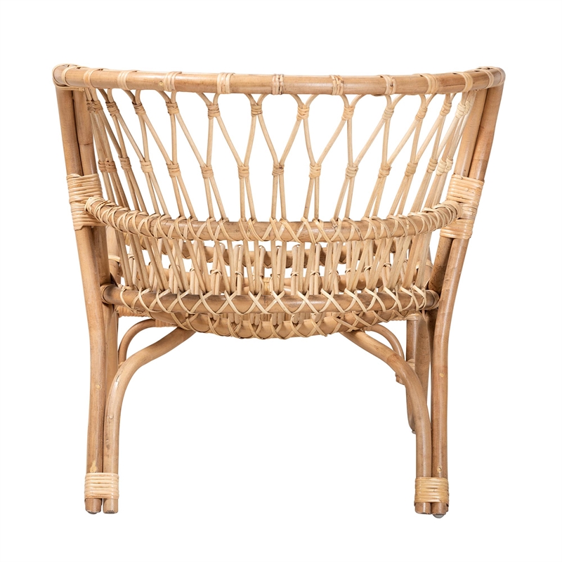 Bowery Hill Modern Bohemian Natural Brown Rattan Accent Chair
