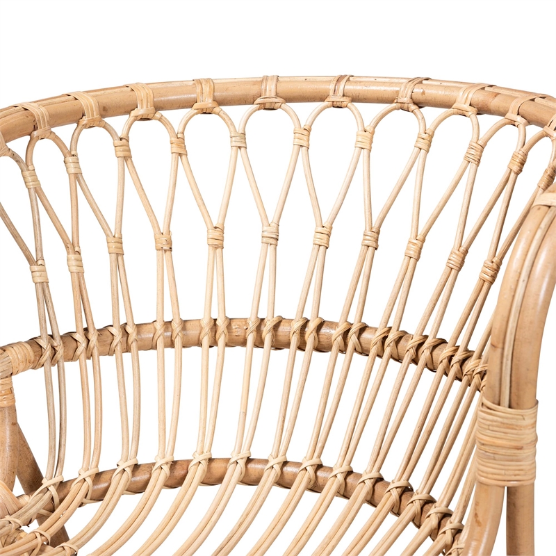 Bowery Hill Modern Bohemian Natural Brown Rattan Accent Chair