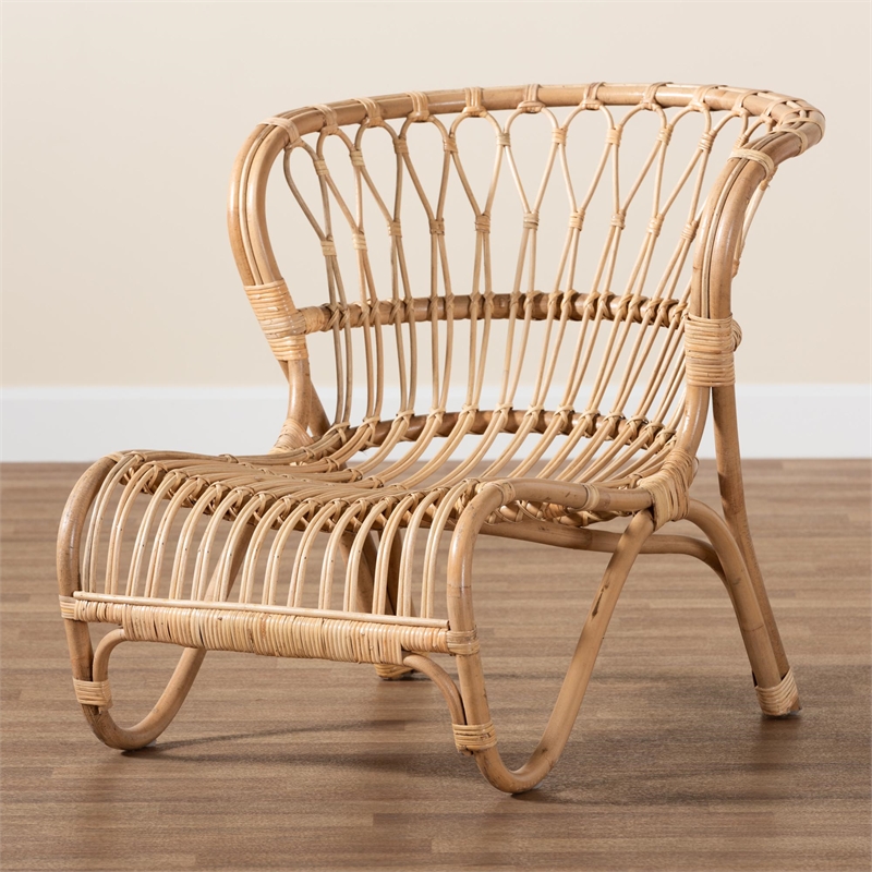 Bowery Hill Modern Bohemian Natural Brown Rattan Accent Chair