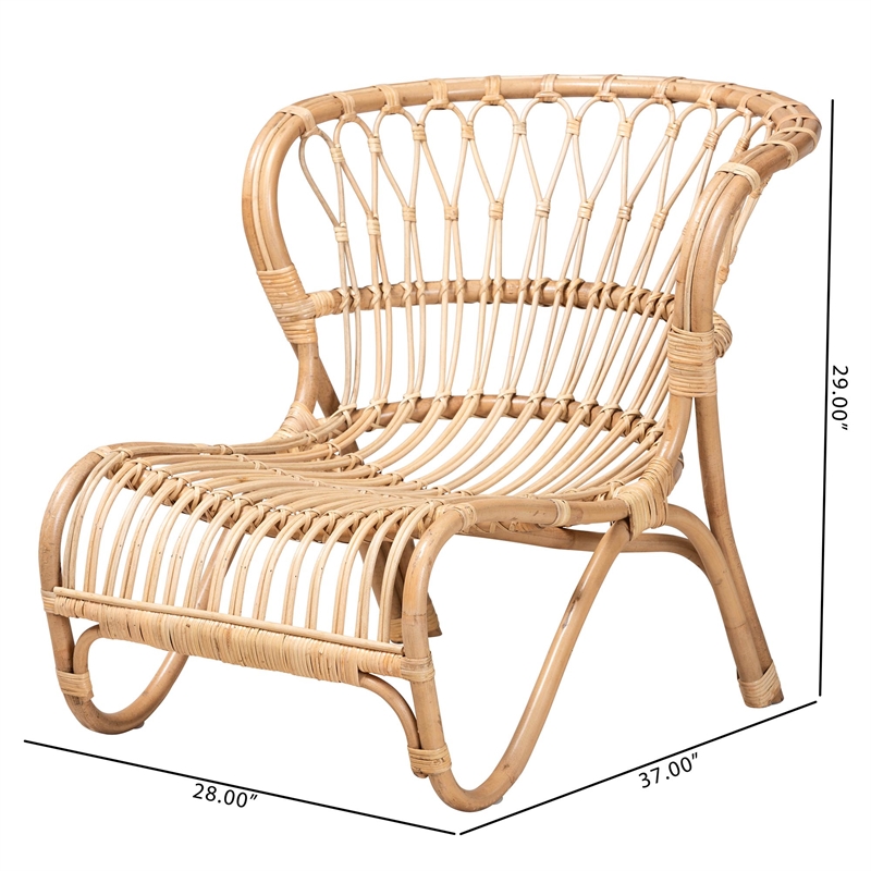Bowery Hill Modern Bohemian Natural Brown Rattan Accent Chair