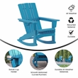 Bowery Hill Plastic Rocking Adirondack Chair with Cupholder in Blue