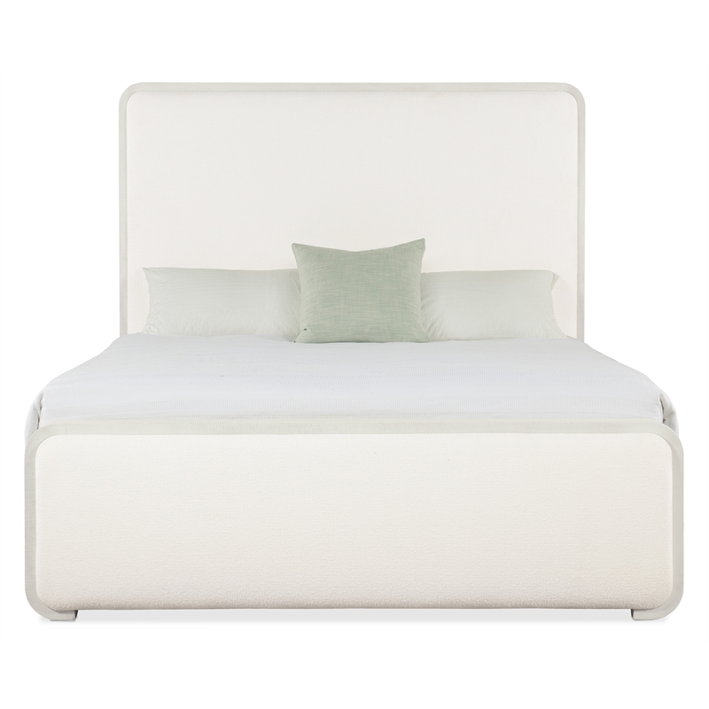 Bowery Hill Modern Queen Upholstered Panel Bed in White Wood