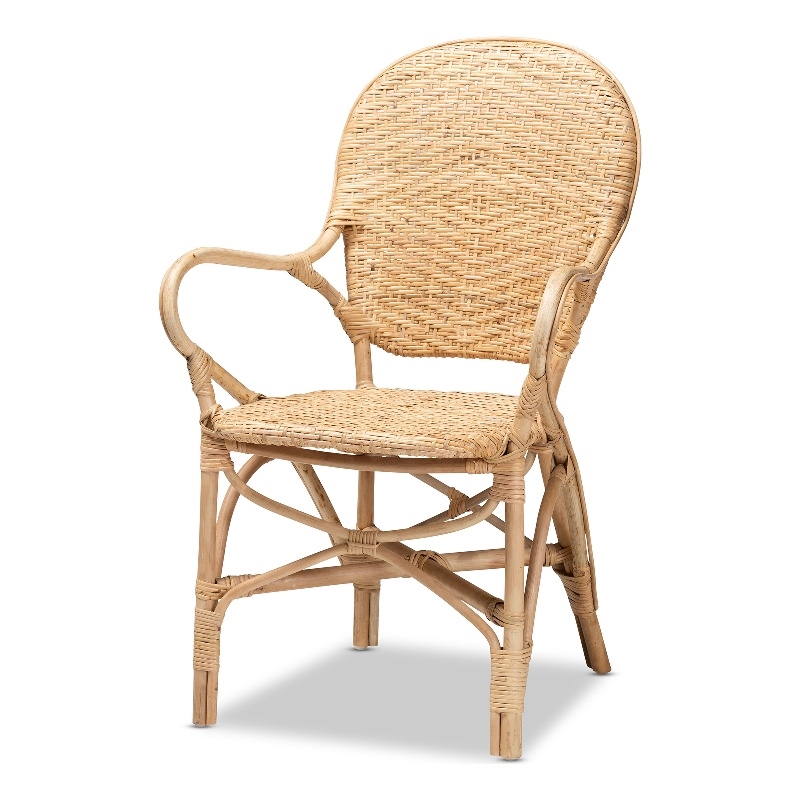 Bowery Hill Contemporary Brown Finished Bohemian Rattan Dining Chair