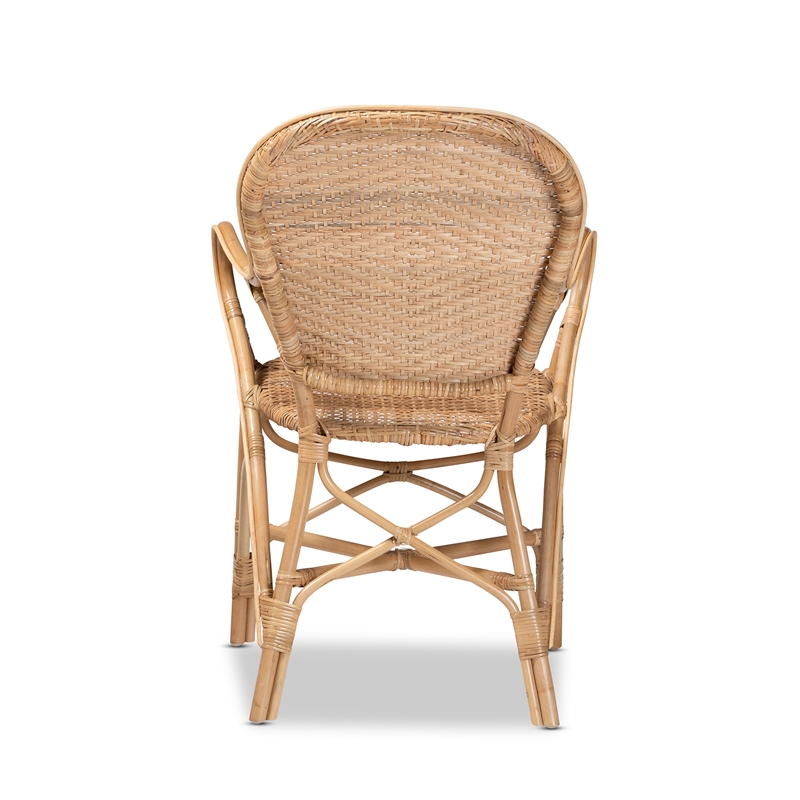 Bowery Hill Contemporary Brown Finished Bohemian Rattan Dining Chair