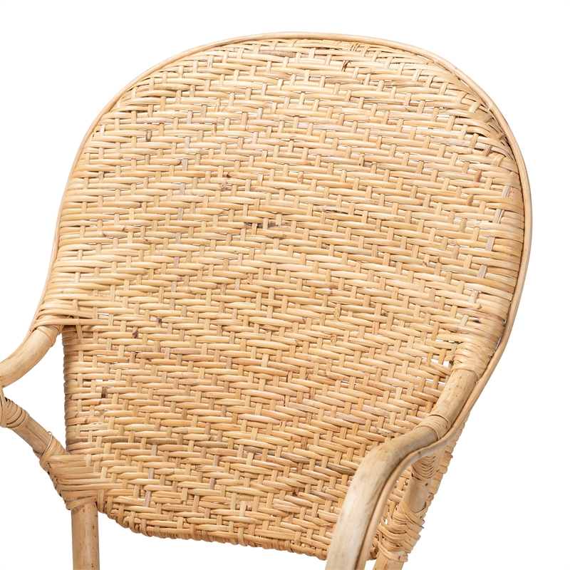 Bowery Hill Contemporary Brown Finished Bohemian Rattan Dining Chair