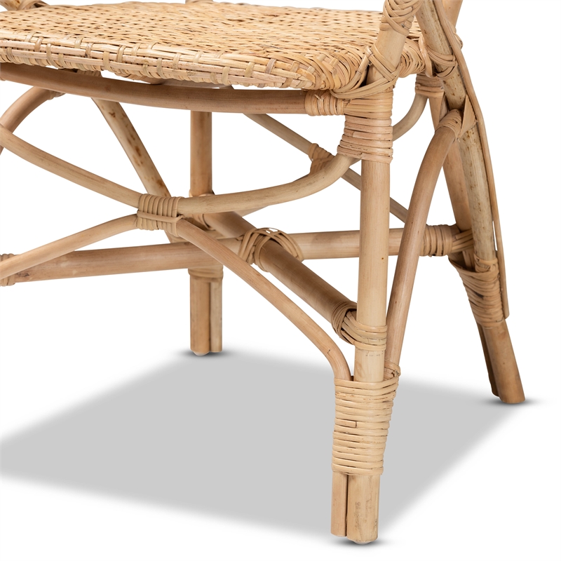 Bowery Hill Contemporary Brown Finished Bohemian Rattan Dining Chair