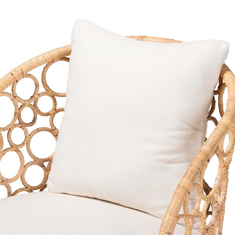 Bowery Hill Contemporary Bohemian Light Honey Rattan Accent Chair