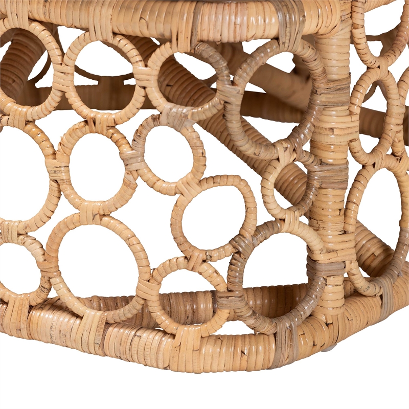 Bowery Hill Contemporary Bohemian Light Honey Rattan Accent Chair
