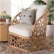 Bowery Hill Contemporary Bohemian Light Honey Rattan Accent Chair
