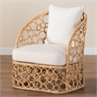 Bowery Hill Contemporary Bohemian Light Honey Rattan Accent Chair