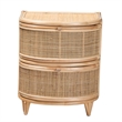 Bowery Hill Modern Bohemian Natural Brown Rattan 2-Drawer Nightstand